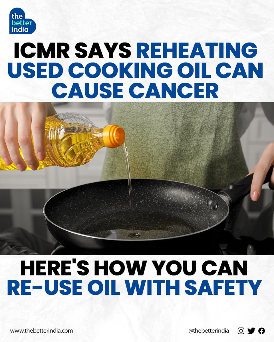 The Indian Council of Medical Research (ICMR) has highlighted the risks associated with repeatedly heating vegetable oils in its 2024 dietary guidelines. 

According to ICMR, this can increase the production of harmful compounds, raising the risk of cancer & other health issues.