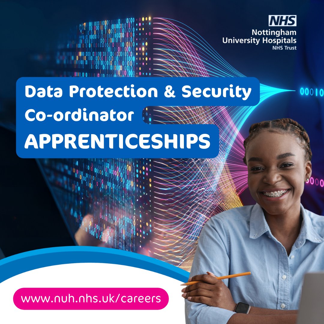 #Apprenticeship Alert📢

Looking for a sought-after qualification? Interested in data protection &amp; security? 

We have 5 apprenticeships available in our Information Governance team where you will #earnwhilstyoulearn to become a Data Protection &amp; Security Co-ordinator! #nhsjobs