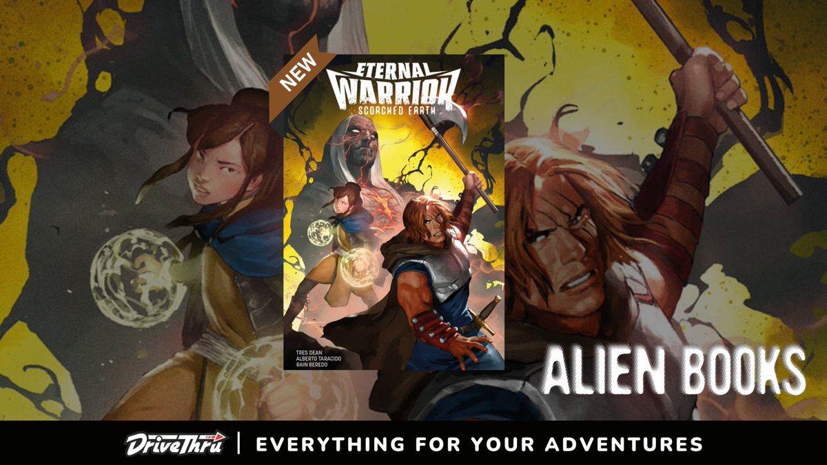 ICYMI, the Eternal Warrior: Scorched Earth graphic novel is available now from @alien_books & @ValiantComics Get it here: tinyurl.com/42k5kenn What happens when Gilad, The Eternal Warrior, Earth's great protector finds himself facing battles on all fronts? #comics