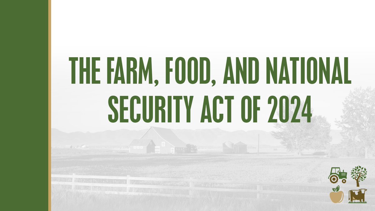 NEW → Chairman @CongressmanGT releases the Farm, Food, and National Security Act of 2024. 

To view the discussion draft text and other #FarmBill resources, visit: agriculture.house.gov/farmbill