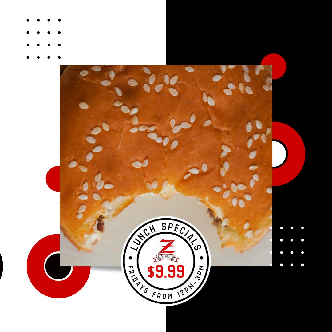 ZingaleBilliard's tweet image. Friday just got better! Join us for $9.99 lunch specials from 12pm-3pm. A delicious way to start the weekend. 🎈🍽️ #BetterFridays #DeliciousStart #WeekendReady