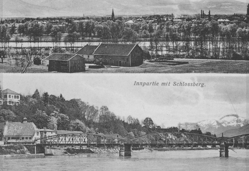 Unsere fotografische Zeitreise geht heute zurück in das Jahr 1915. Auf der historischen Aufnahme sehe wir Innbrücke und Innpartie in Rosenheim. innpuls.me/innbruecke-ros…