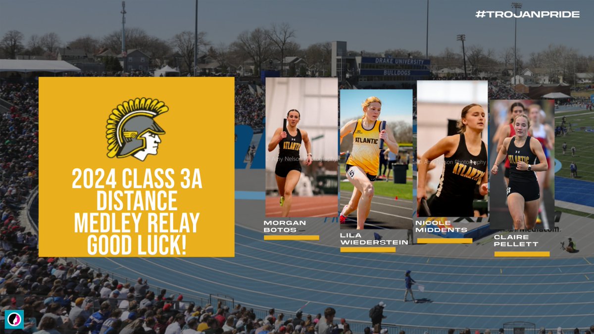 Our Distance Medley Relay will get our Friday started! Best of luck ladies!! Race Time 9:20 AM #TrojanPride