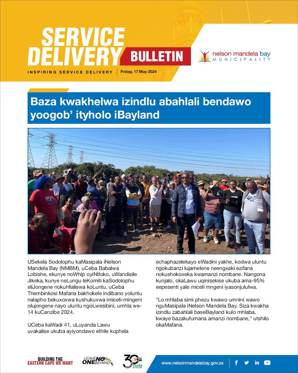 SERVICE DELIVERY BULLETIN Friday, 17 May 2024