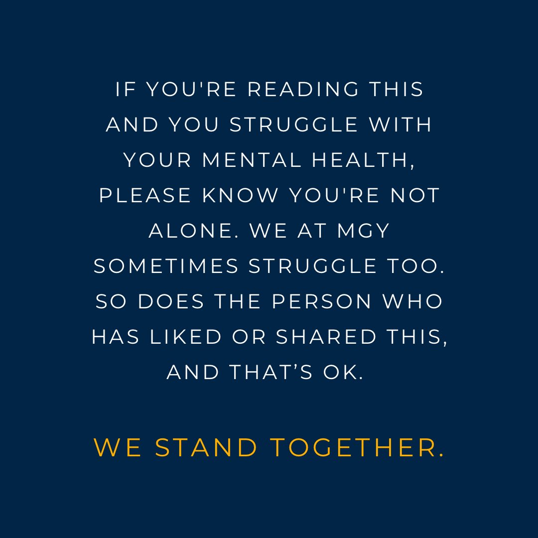 We understand the challenges of mental health &amp; the feeling of loneliness that often accompanies it. Please remember, you are not alone. Many of us have faced similar struggles &amp; the person who has liked/shared this message likely has too. 

We stand together, you are not alone.