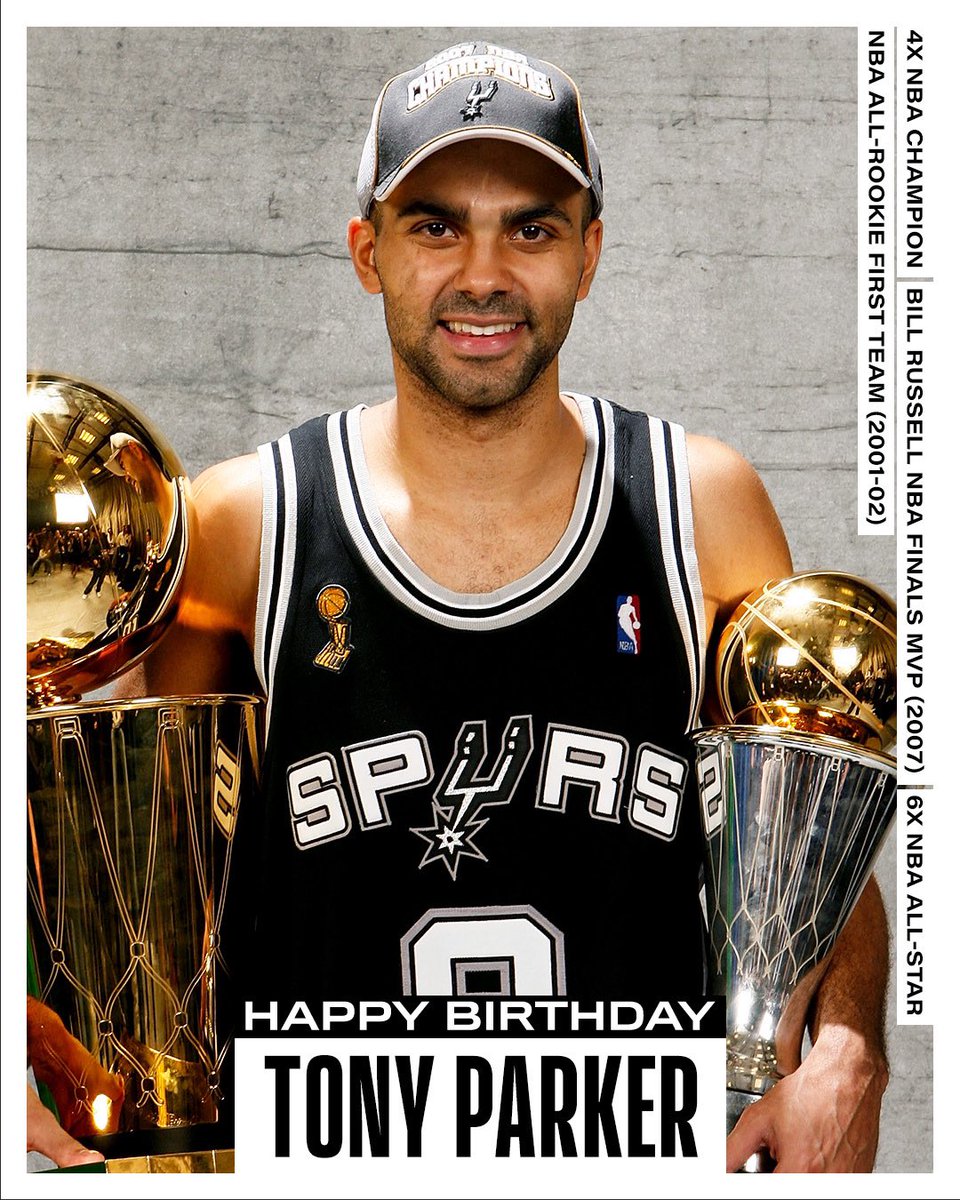 Join us in wishing a Happy 42nd Birthday to 6x #NBAAllStar, 4x NBA champion, 2006-07 NBA Finals MVP and @Hoophall inductee… Tony Parker! #NBABDAY