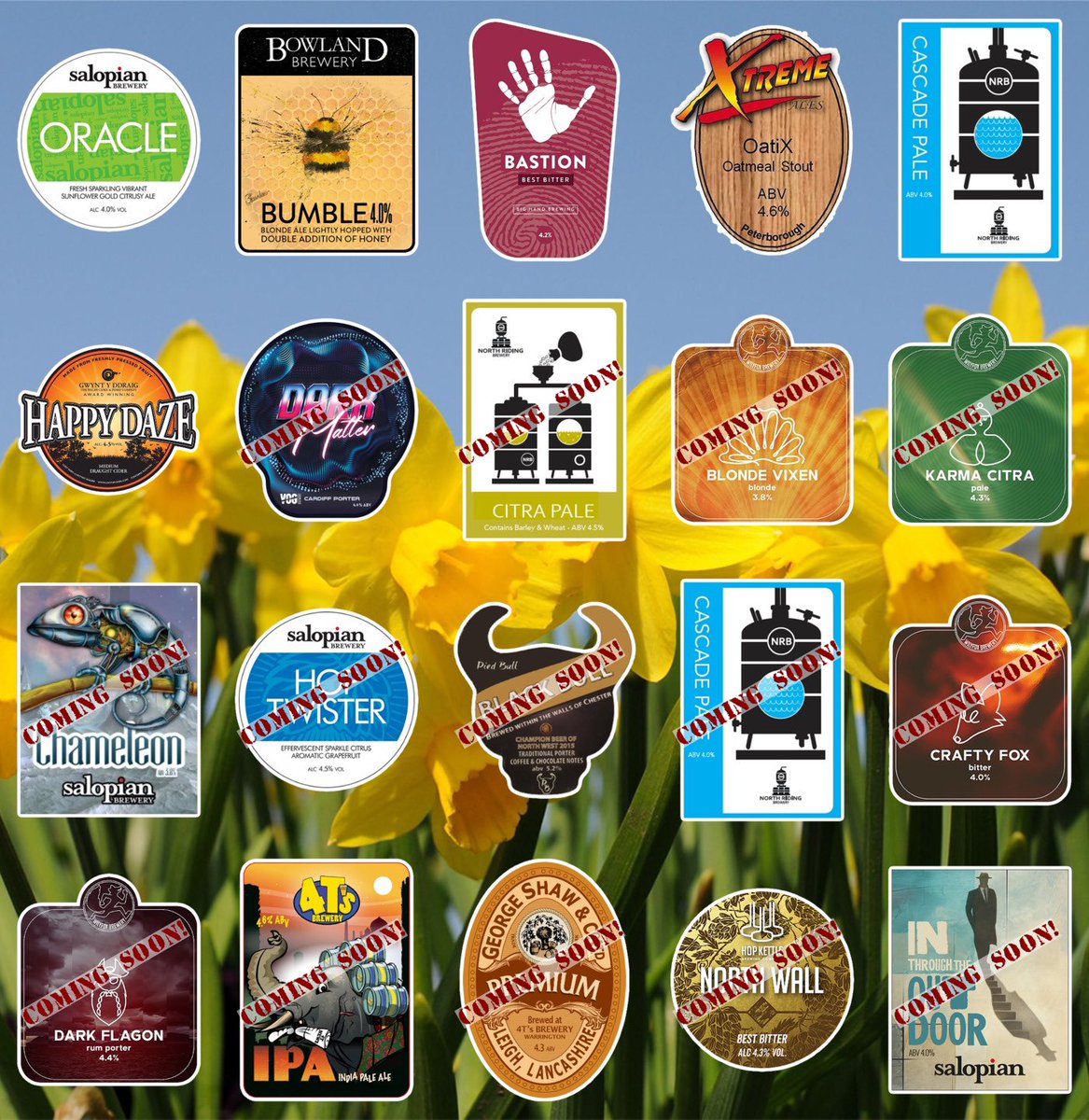 On the bar today! Beer Board: bit.ly/2K2ZX5S @SalopianBrewery @BowlandBrewery @BigHandBrewing @Xtreme_Ales @northridingbrew @Gwyntyddraig #RealAleFinder ⁦@StHelensCAMRA⁩