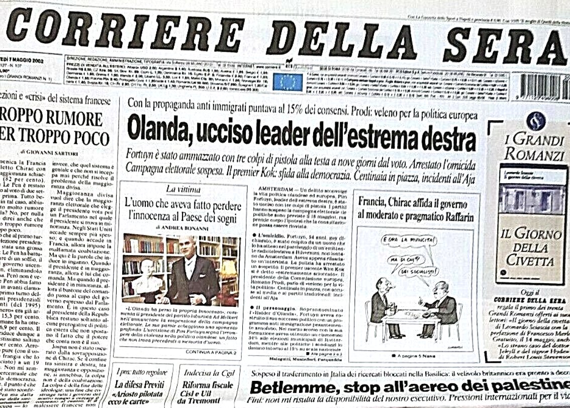 nessuno lo ricorda mai, ma in Olanda Pim Fortuyin stava per vincere le elezioni con la sua lista anti-immigrazione e fu assassinato nel maggio 2002,  da un 'attivista animalista', in modo quasi identico all'attentato a Fico.

#Pim #Fortuyin era un prof universitario gay che