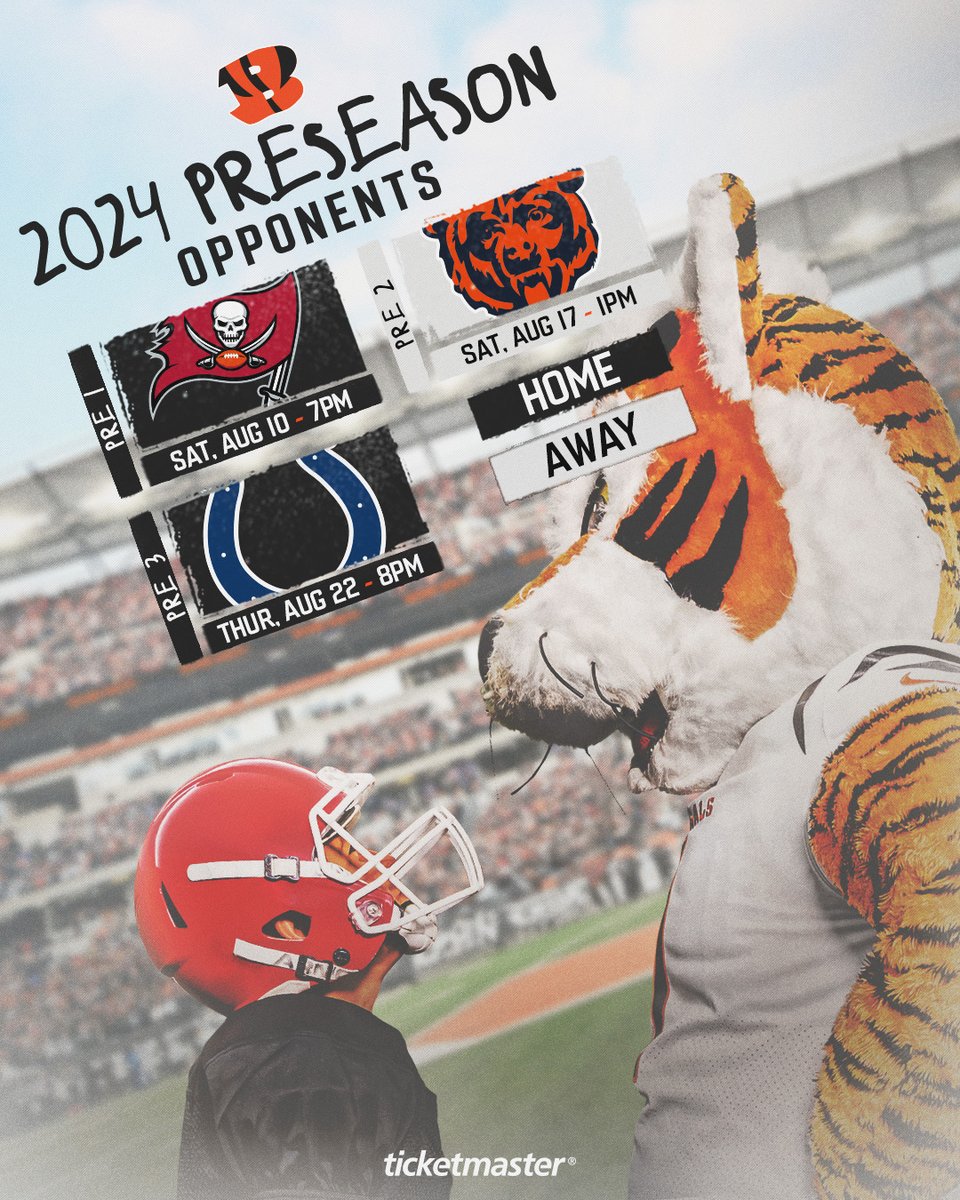 oooooo these look like fun! Who Dey Nation, we'll see you in August. 🎟️: bengals.com/schedule/ @Ticketmaster | #RuleTheJungle