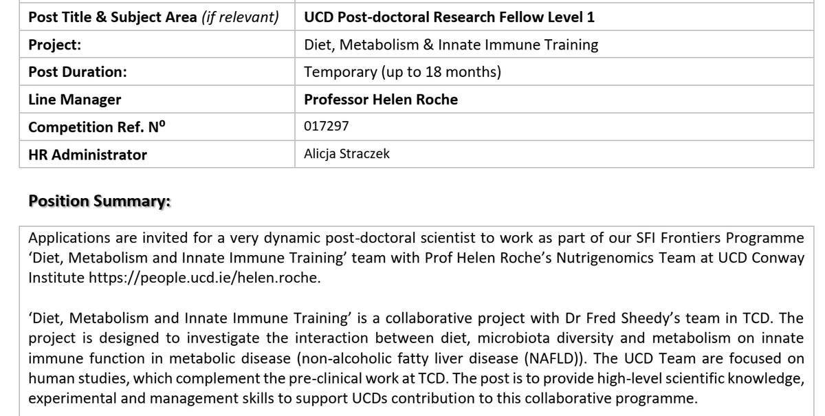 Helen Roche (@helenmroche) on Twitter photo We're hiring.... joint project 'Diet, Metabolism and Innate Immune Training' with <a href="/Fredtwee/">FreddieMac(rophage)</a> Great team to join!! <a href="/UCD_Conway/">UCD Conway Institute</a> <a href="/tcdTBSI/">TCD TBSI</a> We're hiring.... joint project 'Diet, Metabolism and Innate Immune Training' with <a href="/Fredtwee/">FreddieMac(rophage)</a> Great team to join!! <a href="/UCD_Conway/">UCD Conway Institute</a> <a href="/tcdTBSI/">TCD TBSI</a>