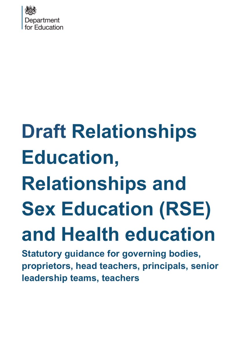 The DfE has released updated draft guidance for Relationships, Sex, & Health Education. The draft guidance is open for an 8 week consultation period, ending on 11th July. You can read about the draft guidance, the consultation, and our concerns here - prideprogress.co.uk/platform/rse-d…
