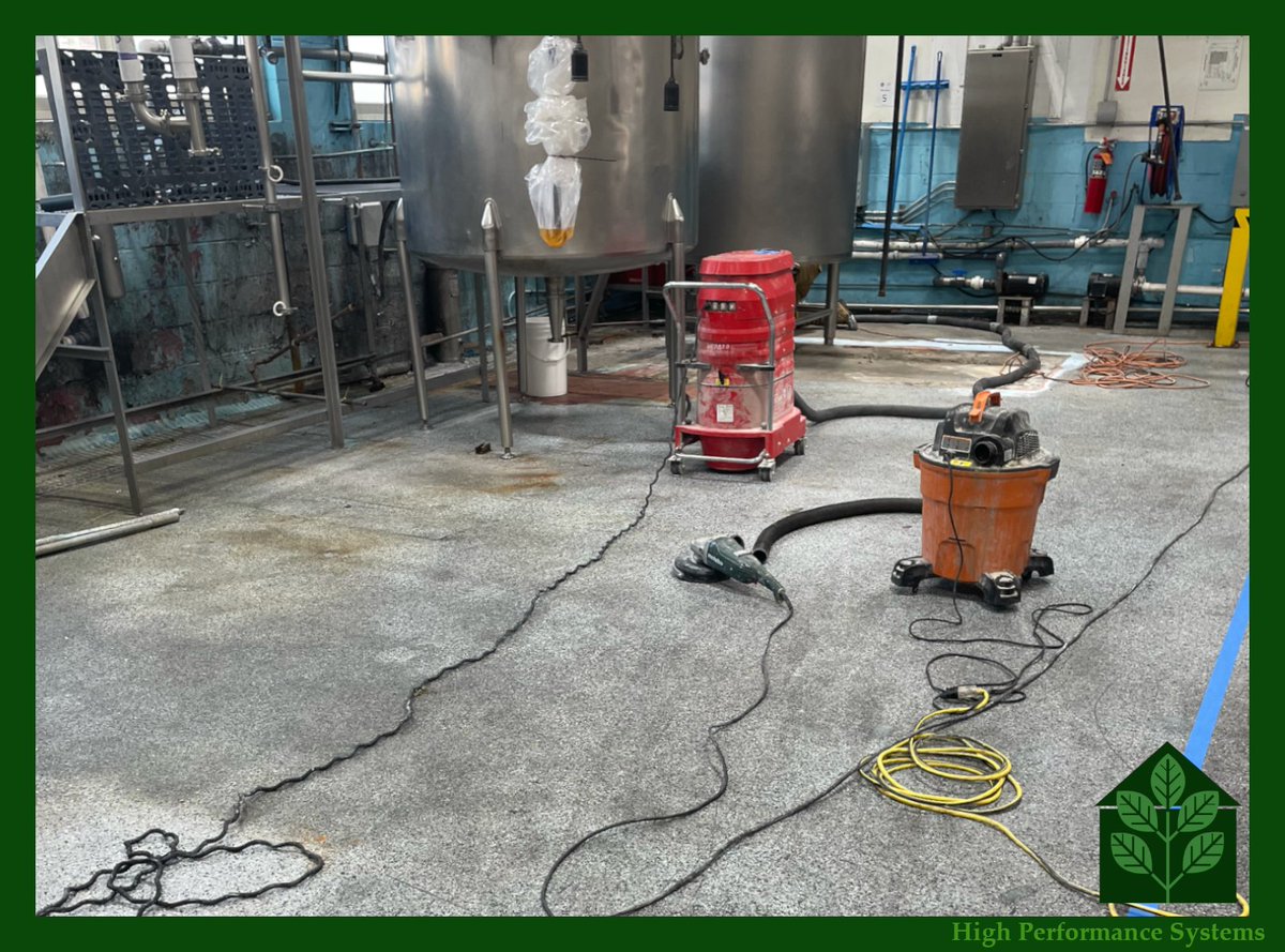 The flooring in this food processing facility was worn and stained, compromising cleanliness and safety. Check back on Friday to see the new floor highperformancesystems.com/epoxy-floors-nj #EpoxyFlooring #FoodProcessing #epoxyfloorcoating #CommercialFlooring #floorcoating #epoxyfloor #epoxycoating