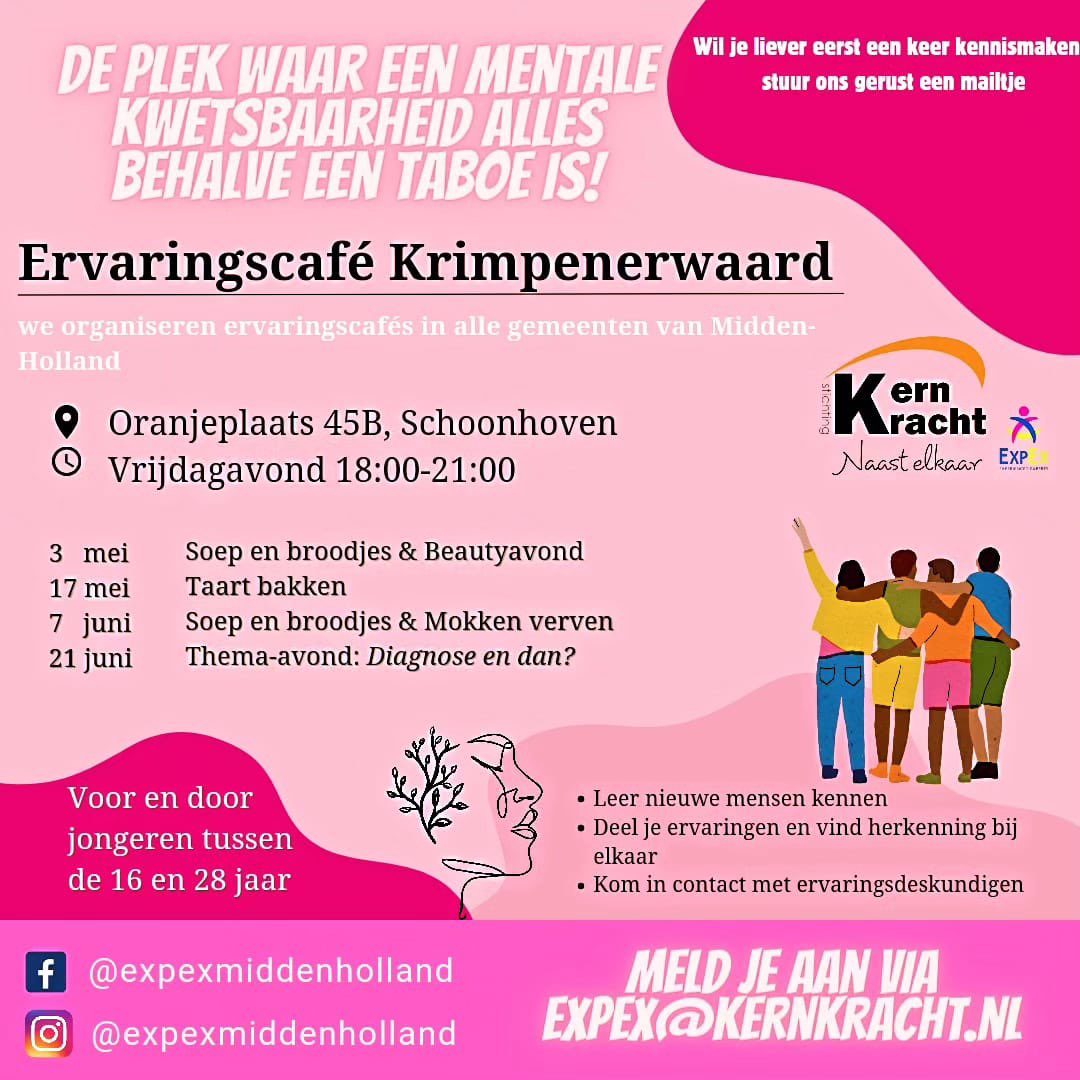 Tot vanavond in #Schoonhoven bij het ExpEx ervaringscafé? Dit keer gaan we taart bakken. Kom gerust langs en neem iemand mee als je wilt! Kijk voor meer informatie op onze website. #ervaringscafe #ervaringsdeskundige #kernkracht #expexmiddenholland #krimpenerwaard