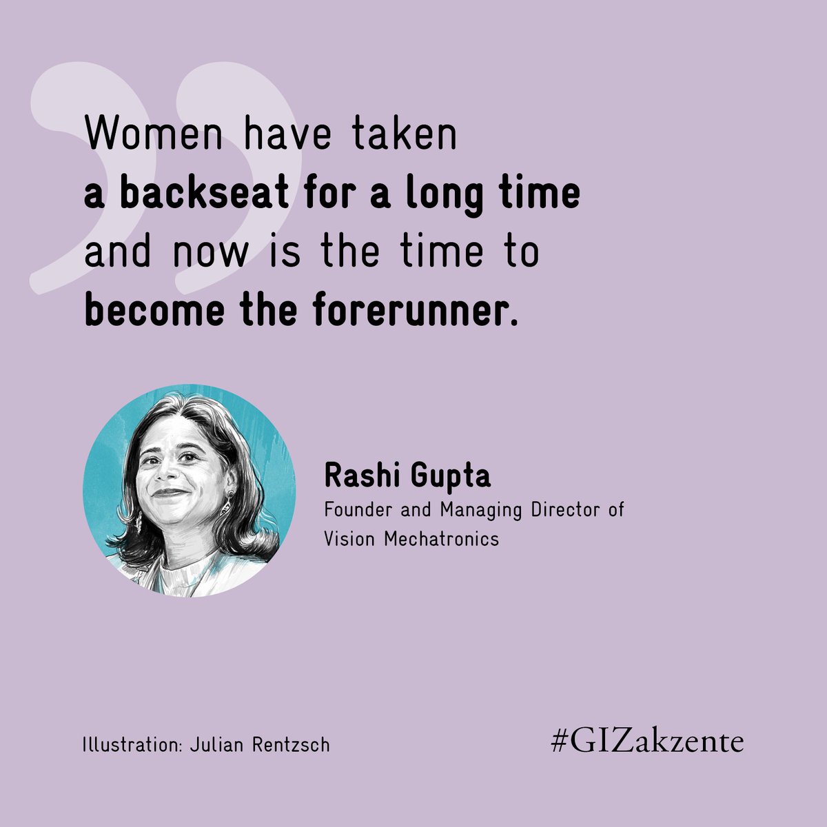 Rashi Gupta creates equal opportunities for women in #STEM jobs at @VisionMechX. Find out at #GIZakzente why gender equality is particularly important in the energy sector, and what the challenges are: akzente.giz.de/en/interview-r…
