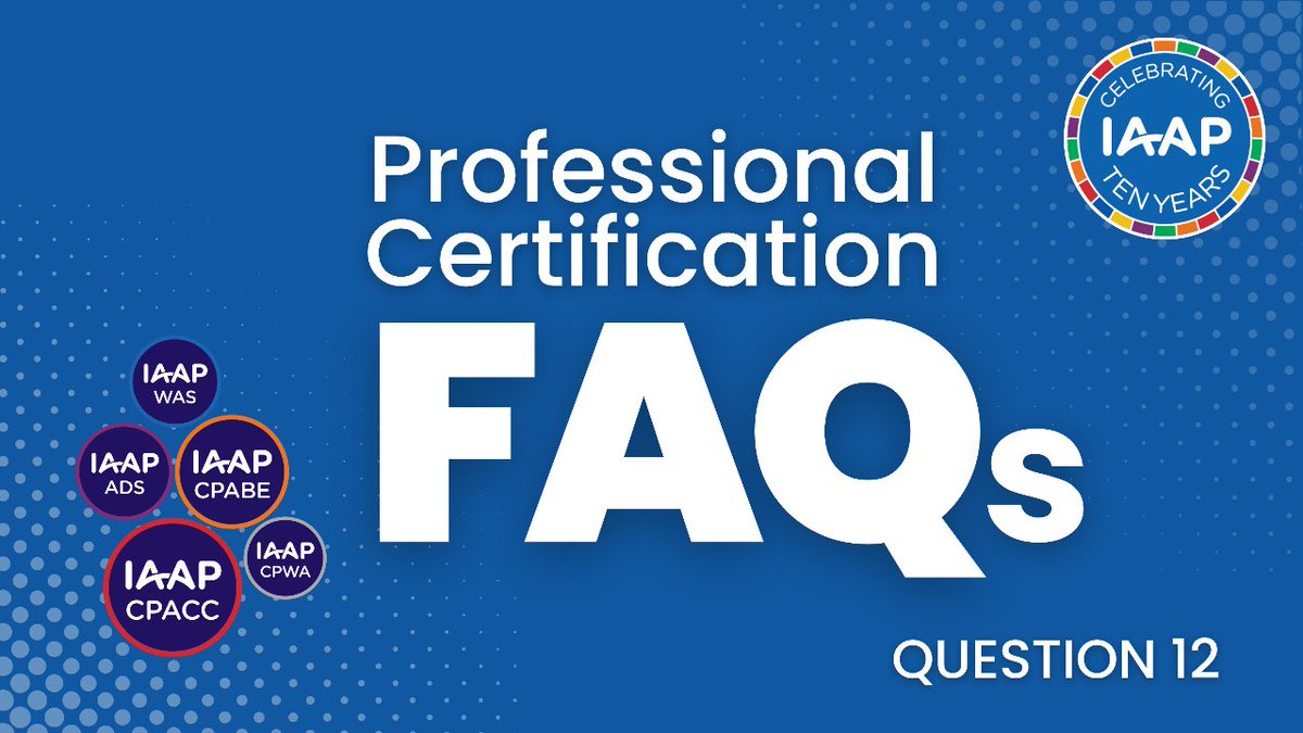 Upskill Your Expertise & Discover IAAP Professional Certification FAQs: Question 12 🧑‍🎓 Is IAAP Membership necessary for a Professional Certification? Answer: linkedin.com/feed/update/ur… IAAP Membership: lnkd.in/eYgzdnnM Learn more: lnkd.in/d_tJcwNd #a11y #CPACC #WAS