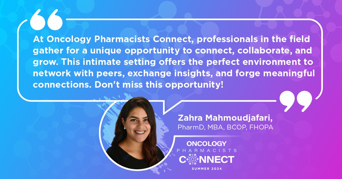 Register now for Oncology Pharmacists Connect this June! This is a great opportunity to speak with other colleagues, expand your knowledge, and build lasting relationships at the forefront of oncology pharmacy. Register now: bit.ly/41MQYe5 @Pharmacy_Times #PTCE