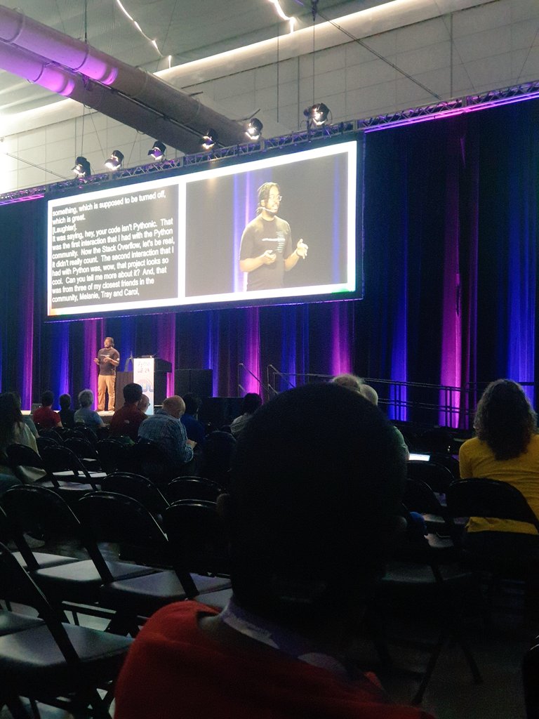 Monicoyugi's tweet image. Listening to @kjaymiller founder of @blackpythondevs First keynote @pycon 

#pyconus24 #pycon