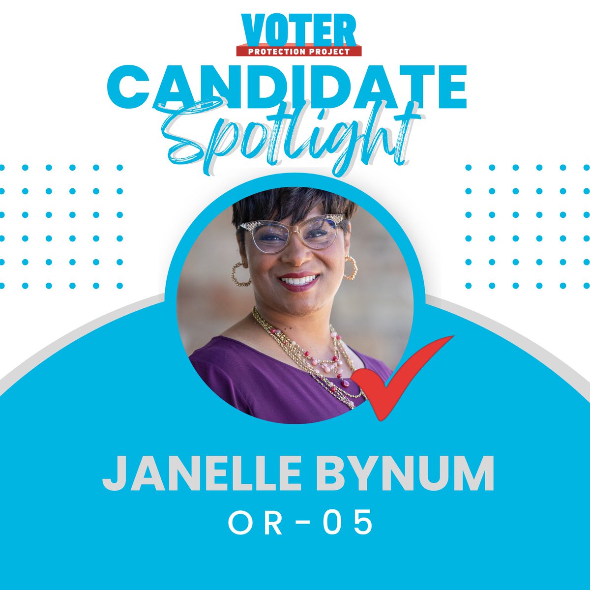 📣 Our May Candidate Spotlight is @bynum4thewin! 🌟 Janelle is a real fighter for voting rights and is the ideal Democrat who can unseat MAGA Republican Lori Chavez-DeRemer this November. 🗓️ OR's primary is next Tuesday. Let's help Janelle win! #VoteJanelleBynum #OregonPrimary