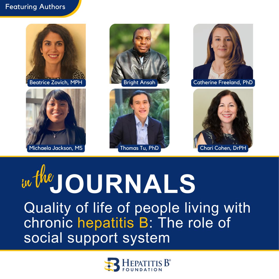 NEWS 📰 Quality of life of people living with chronic hep B: The role of social support system – [PLOS Global Public Health] 📚 [Featuring authors Y. Ibrahim, B. Zovich, C. Freeland, M. Jackson & C. Cohen of the @HepBFoundation & B. Ansah and T. Tu.] 🗞️ ow.ly/S3bT50RFN59