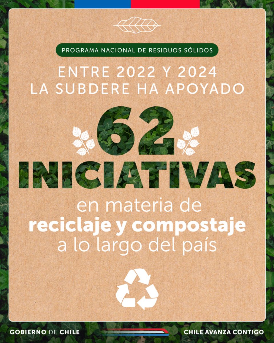 En dos años de gobierno hemos apoyado iniciativas de municipios y gobiernos regionales con más de $10.500 millones🌿.  Además, estamos trabajando para que cada vez más regiones pasen de un modelo de gestión de residuos lineal a uno circular♻️. #DíaDelReciclaje