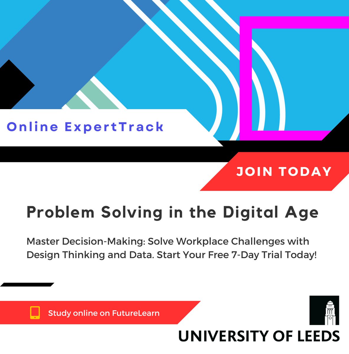 Unlock your problem-solving superpowers and turbocharge your #career with our online #ExpertTrack! 💼💡   
Master decision-making, design thinking, and data analysis. Dive in now with our free 7-day trial! bit.ly/44JYbNy💻🎓
<a href="/FutureLearn/">FutureLearn</a> #ProblemSolving