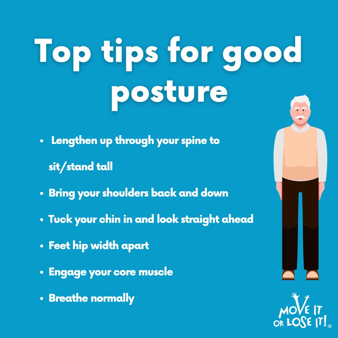 Good #posture is very important as we age. Maintaining good posture helps us to be flexible, build strength & help with balance. Our joints naturally wear down due to factors like age & genetics so working on good posture can help to prevent the development of #osteoarthritis.