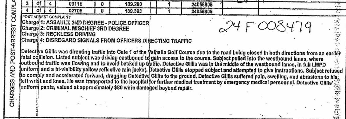 michaeleaves's tweet image. From the Scottie Scheffler police report: the arresting officer, Bryan Gillis, says that Scheffler disobeyed his orders and then dragged him to the ground with his car causing injuries to the officer and his clothing.