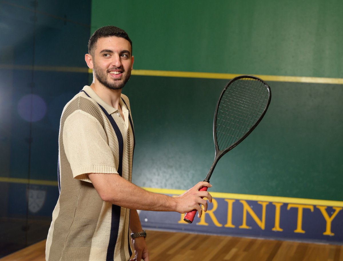 Spotlight on #TrinColl2024! Abdelrahman Nassar, a Computer Science major from Cairo, Egypt and president of the Muslim Students Association and captain of the Men's Squash team, shares his reflections and advice for Trinity students. Read more: trincoll.link/2024Reflections 💙💛
