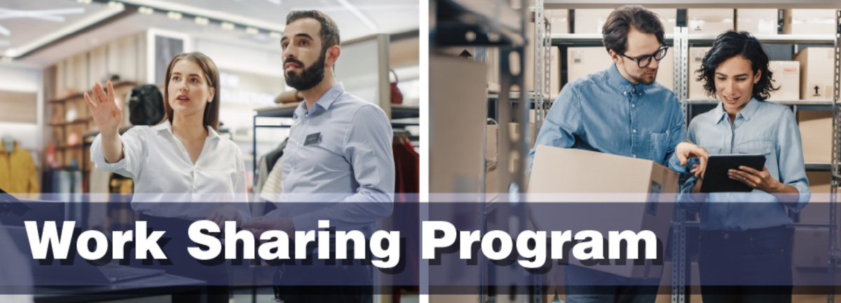 Attention employers! Did you know about the Work Sharing program? It's a temporary alternative to layoffs if your business's production or services have been reduced. Apply for the program today and keep your team intact. Learn more at: ow.ly/X1Pg50R3yBy