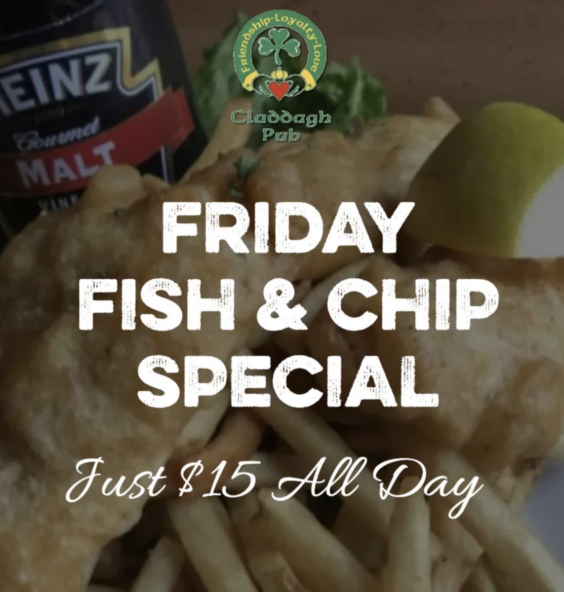 🐟🍟 Fish and Chip Friday is here! 
Enjoy our crispy, golden fish and chips for just $15 every Friday.