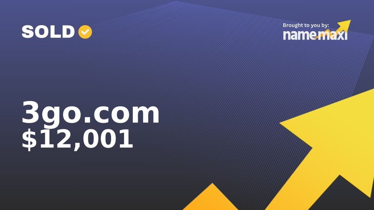 Domain Sold!
✅3go․com sold for $12,001
🛒Sold via Namecheap
📅May 16, 2024

Similar domains:
namemaxi.com/suggestion?sea…