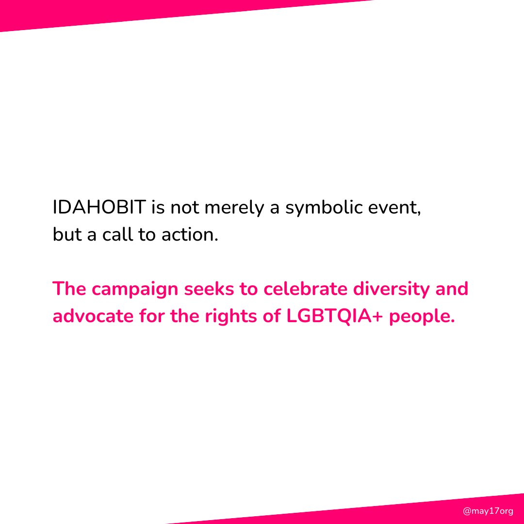 At a time when hard-won advances for our LGBTQIA+ communities around the globe are increasingly under threat, the power of solidarity, allyship and community across identities, borders, and movements has never been more necessary.

Learn more at may17.org.