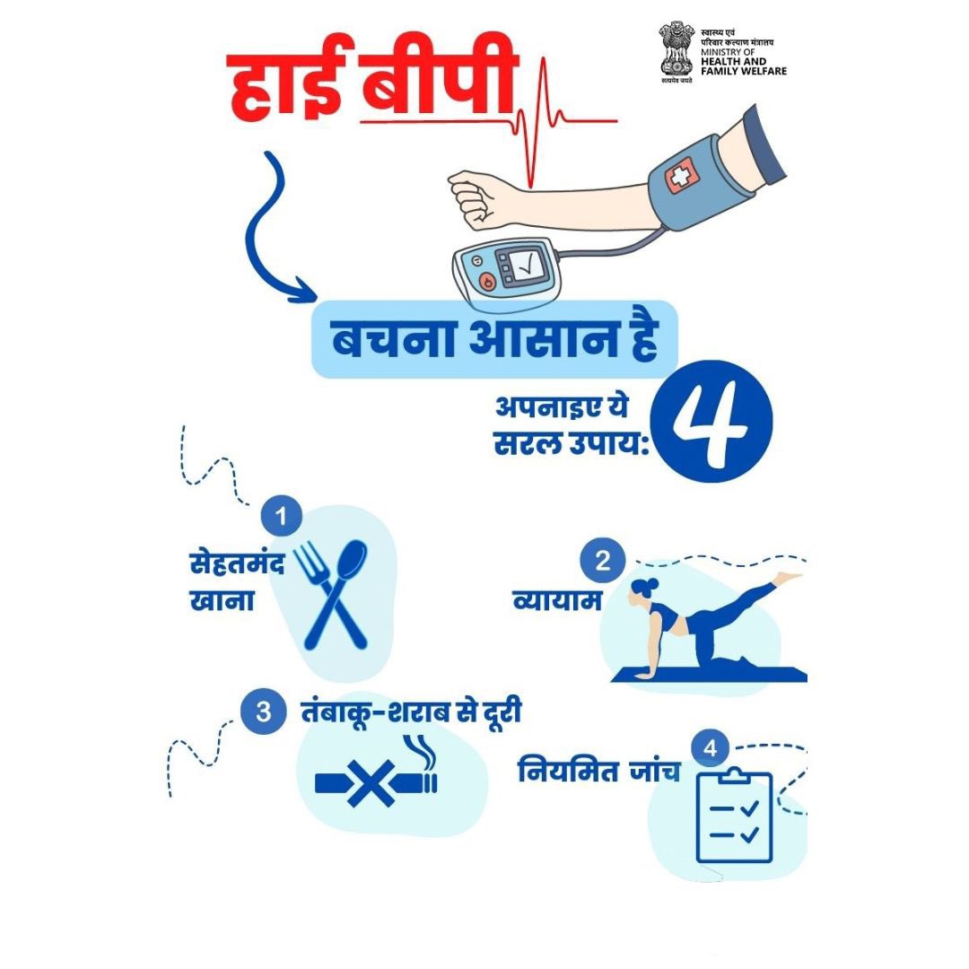 #WorldHypertensionDay अपने ब्लड प्रेशर को नियंत्रित करने के लिए स्वस्थ जीवनशैली अपनाएं। योग, व्यायाम, और संतुलित आहार का पालन करें।