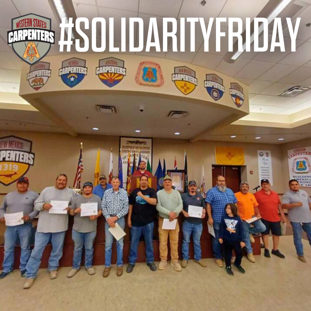 Happy #SolidarityFriday from #NewMexico pin ceremony recipients 👊 Carpenters New Mexico Local Union 1319 

#WSCarpenters #StrongerThanEver #UnionCarpenters #BuildBetter #Solidarity #Friday #Carpenters #Local1319 #Brotherhood
