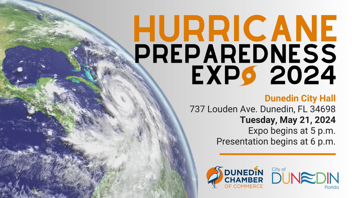 Join us Tuesday, May 21, for the City of Dunedin Hurricane Expo. Enter to win a Home Depot generator and hear from experts on storm preparations. Doors open at 5 PM, presentations at 6 PM. Free sandbags available at City Hall. Learn more: loom.ly/F3GGVdo