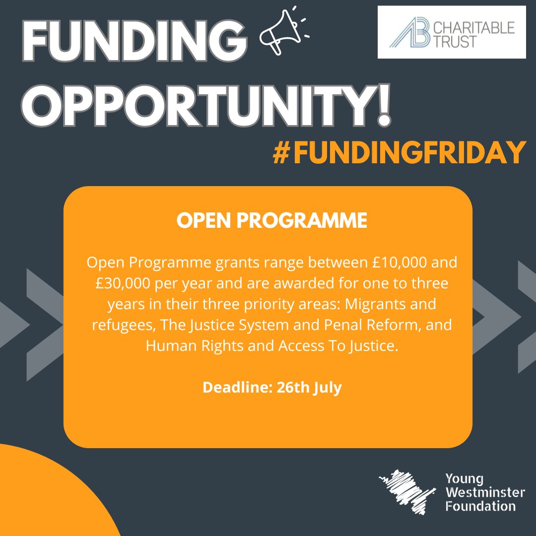 The AB Charitable Trust works closely with others concerned with equity and justice for the most marginalised groups. Find out about their Open Programme, which aims to support and strengthen small to medium-sized charities. 👉 ow.ly/eM5C50RJITh #FundingFriday