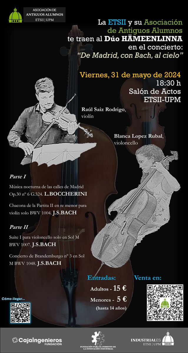 AlumniETSII's tweet image. Nuevo concierto en la ETSII, el 31 de mayo. 
¿Te lo vas a perder?
Precios especiales para alumnos, personal ETSII-UPM y alumni registrados en el Portal de la Asociación. 
Más información en: alumnietsiim.com/event/conciert…
@bibliotecaetsii 
@DeleETSII_UPM