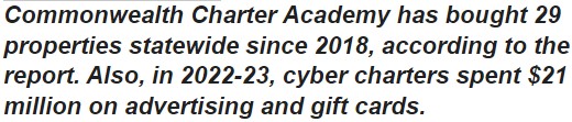 PA Charter Change Roundup May 17: Pa. cyber charters show ‘excessive profiteering,’ amassing millions in assets, new report says mailchi.mp/1355c1d8a0cc/r…