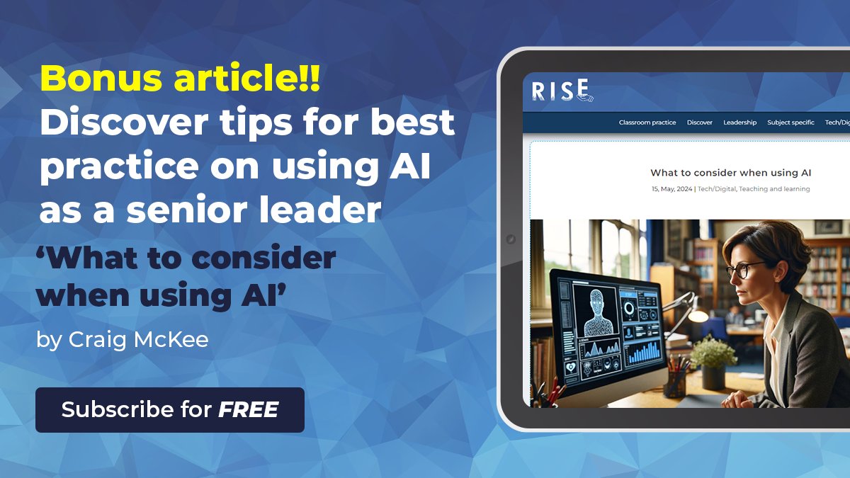 AI promises to lighten the load for school leaders, but can it deliver? Learn how to choose the right AI tool for your needs with this article by @CraigMcKeeEdu written for R.I.S.E. Magazine! mvnt.us/m2416399 #EducationTechnology #WorkloadReduction #AIInEducation