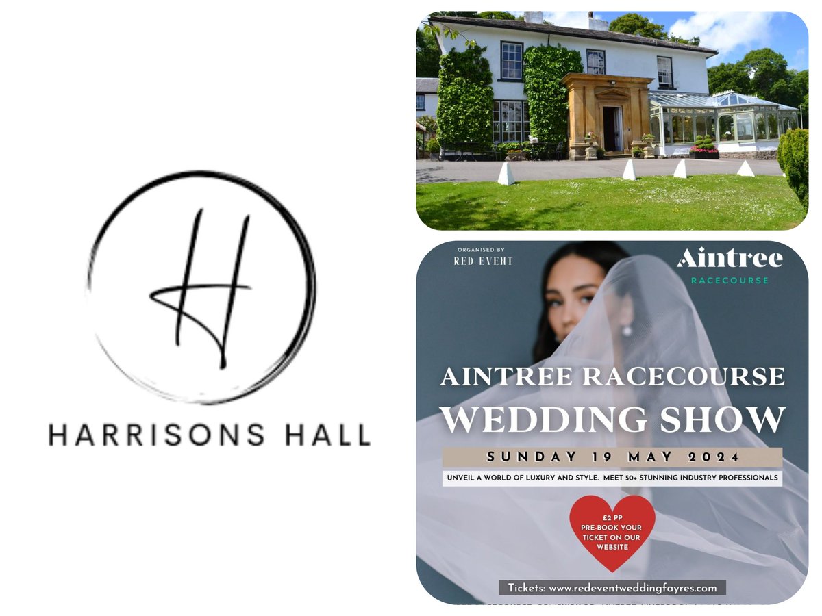 Not long now! 

Come and see us at the Aintree Racecourse Wedding Show this Sunday! 

@redeventuk 

#NWalesHour 

If you would like to enquire about a Wedding here at Harrisons Hall please DM or email: info@harrisonshall.co.uk