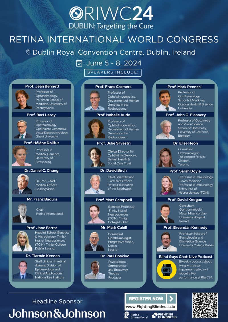 🔔The #RIWC24, hosted by @fight_blindness, is taking place in less than three weeks! We are delighted to have such an impressive lineup of speakers and panellists - join us in Dublin and be a part of Targeting the Cure. Learn more and register here today: lnkd.in/eURNVrAP