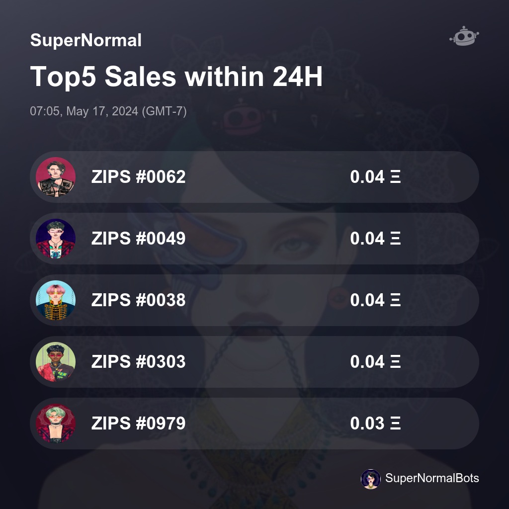 SuperNormal Top5 Sales within 24H [ 07:05, May 17, 2024 (GMT-7) ] #SuperNormal #ZIPS