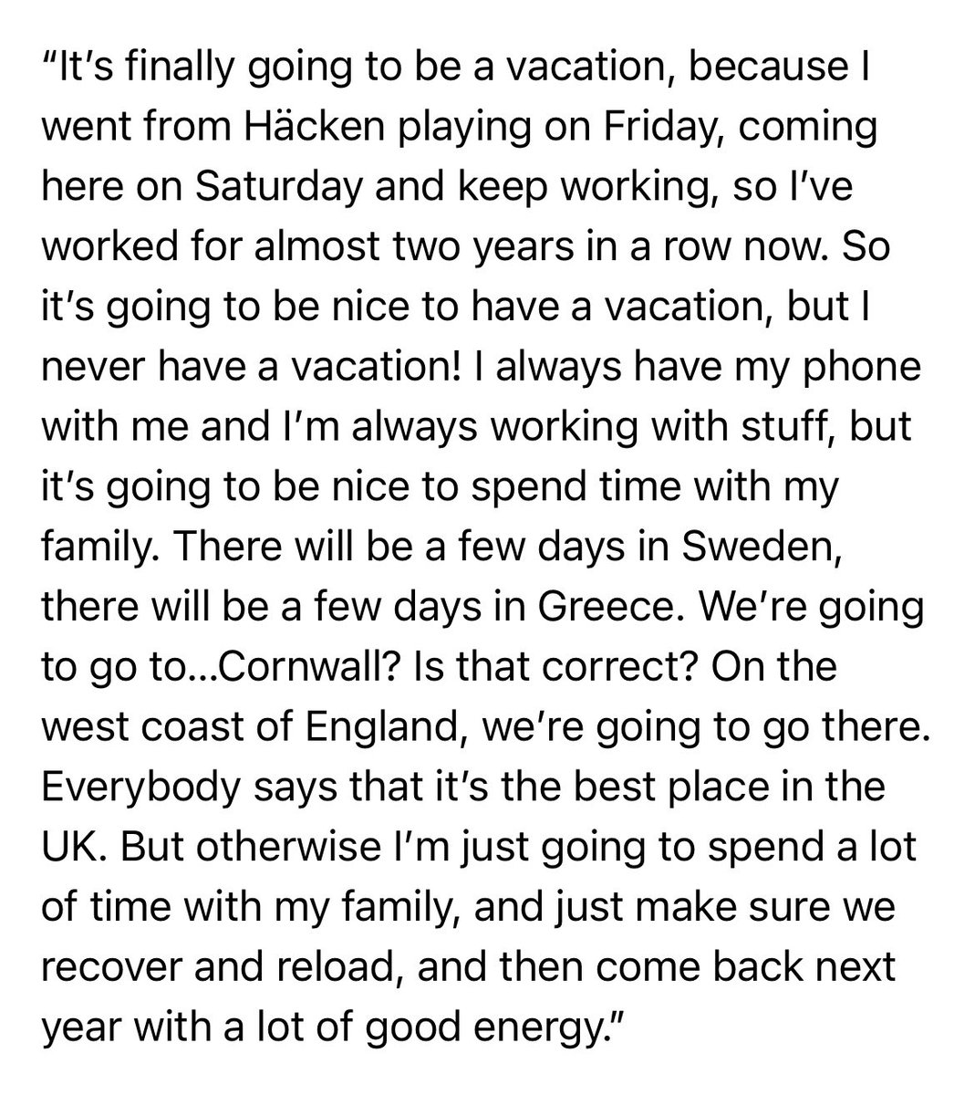 Spurs coach Robert Vilahamn tells me he’s heading to the South West this summer 😄 #BarclaysWSL “We’re going to go to…Cornwall? Is that correct? On the west coast of England, we’re going to go there. Everybody says that it’s the best place in the UK.”