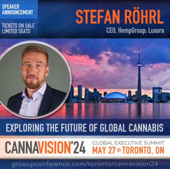 📢📢📢 We're excited to announce that Luxora's CSO, Stefan Röhrl, will be speaking at Cannavision 24 on May 27th in Toronto. #fintwit #luxorainc #cannavision