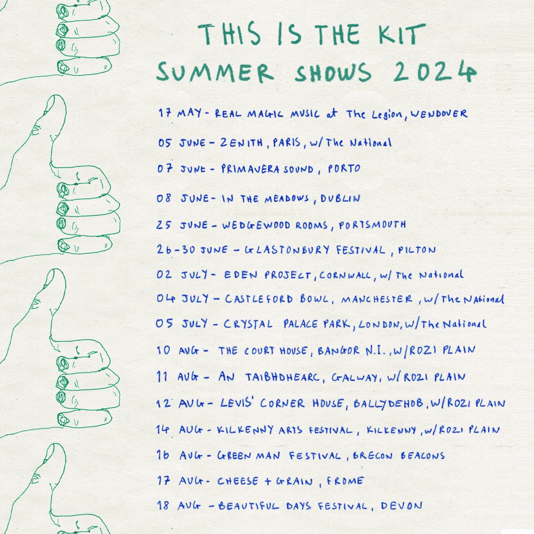 Summer gigs and festivals! Here's the official list with an official thumbs up 👍 Looking forward to seeing you at one or some of these shows starting tonight! ⛺