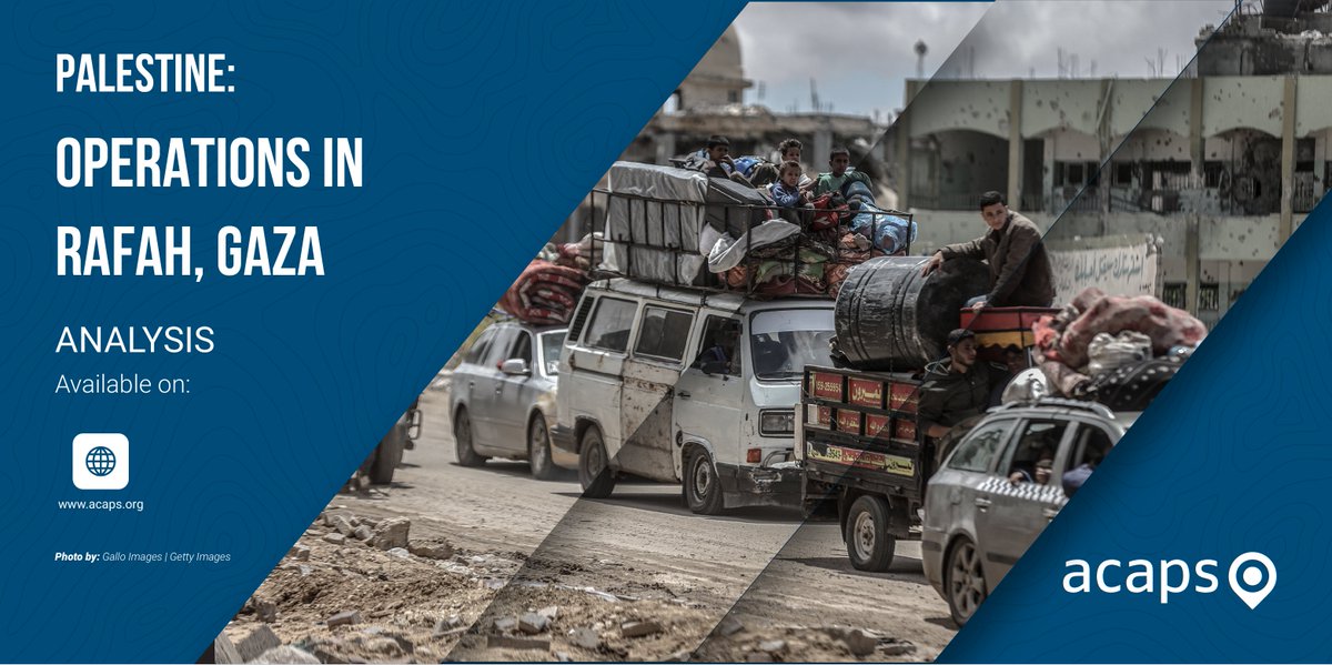 #Palestine: shelter, WASH, health & food assistance for the 1.1 M Gazans facing famine-like conditions have been identified as needs. This report analyses the multisectoral impact of Israel’s operations in & forced evacuation of #Rafah since 7 May 2024 📋acaps.org/en/countries/a…