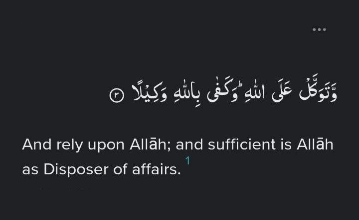 “And put your trust in Allah, for Allah is sufficient as a Trustee of Affairs.” — Al Quran [33:3]