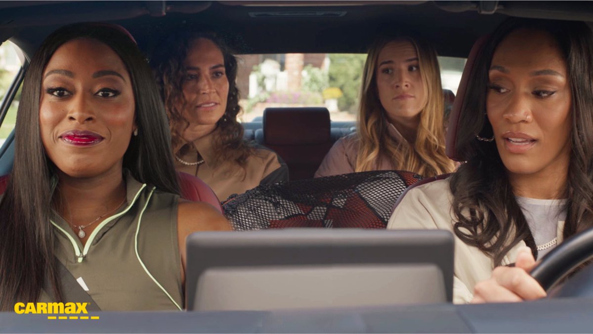 A’ja Wilson driving 

Sue bird and Sabrina ionescu in the backseat 

Chiney Ogwumike  in the front passenger seat 😭 

These carmax commercials are funny #wnba