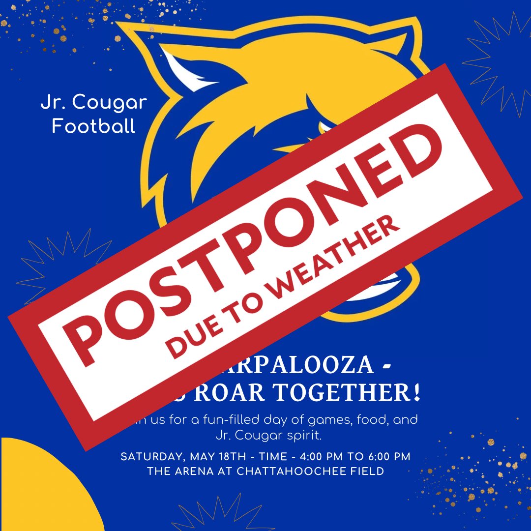Due to the impending inclement weather CougarPalooza has been postponed. Stay tuned for rescheduling info!! #gohooch #cougarpalooza #jointhepride