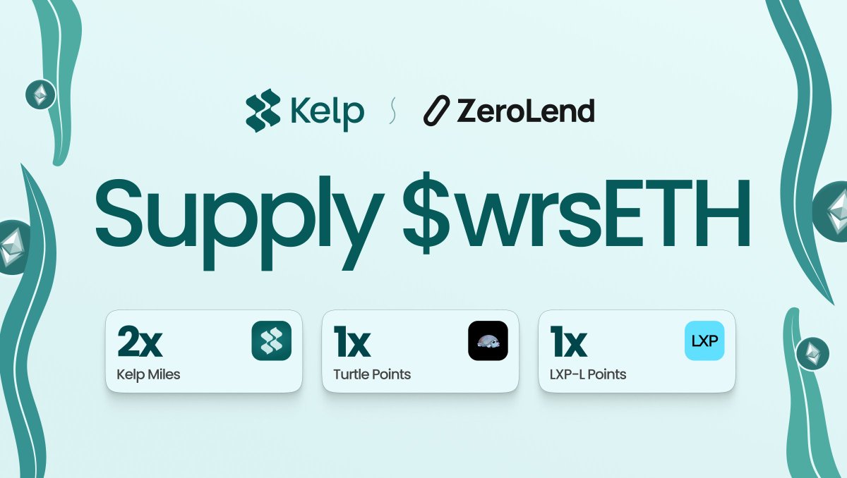 The first lending market for $wrsETH on @LineaBuild with @zerolendxyz. 🌊

What makes it better are the sweet rewards you get.

⍛ 2x Kelp Miles
⍛ Turtle Points from @turtleclubhouse
⍛ 1x LXP-L Points
⍛ 1x EigenLayer Points

Here's to making DeFi on Linea more accessible and